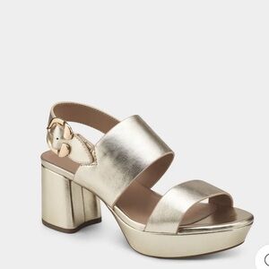 New Aerosoles Camera Women's Platform Sandal 6 in Gold Leather